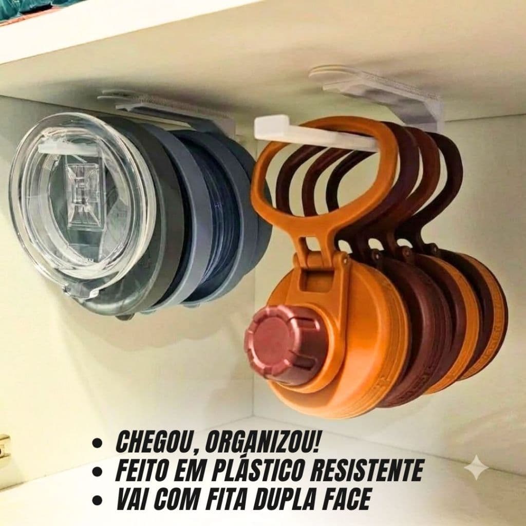 Suporte Suspenso para Tampa de Garrafa Térmica de Água com Fita Adesiva