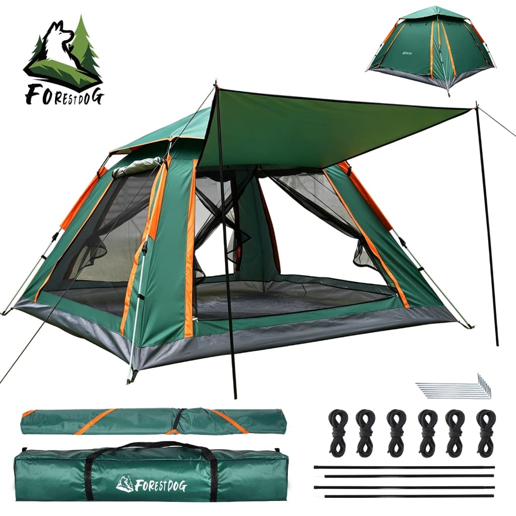 Barraca Automática 5-6 Pessoas FORESTDOG Tenda Camping Instantânea Com Toldo Impermeável