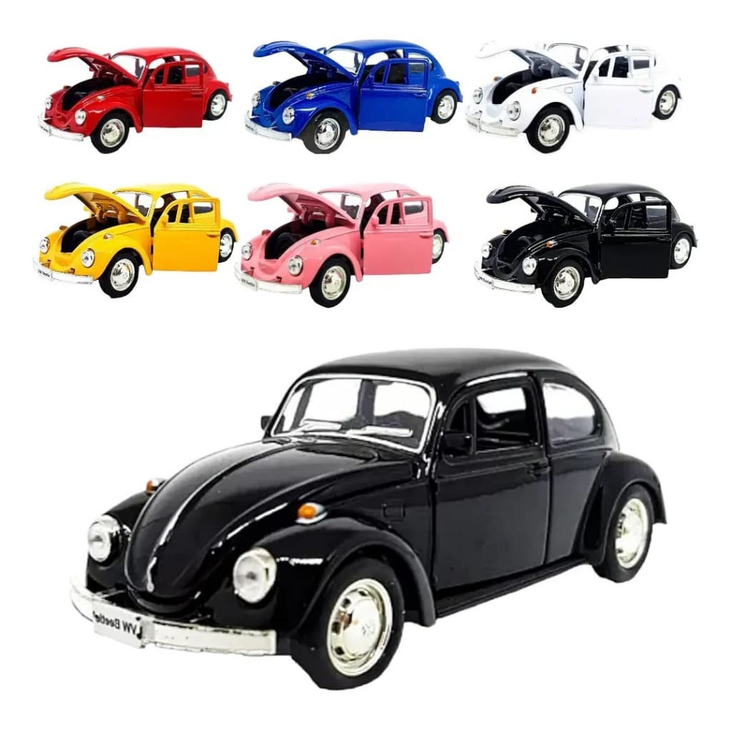 Miniatura Fusca Carrinho de Ferro Fusquinha Fricção Abre Porta Capô Coleção