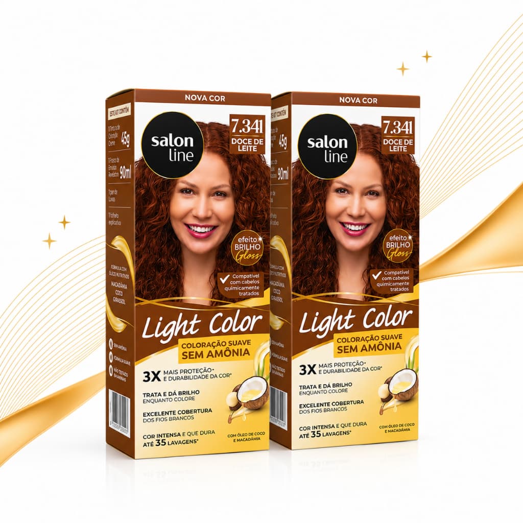 Kit 2 Coloração Light Color Tintura 7.341 Doce de Leite Salon Line Sem Amônia