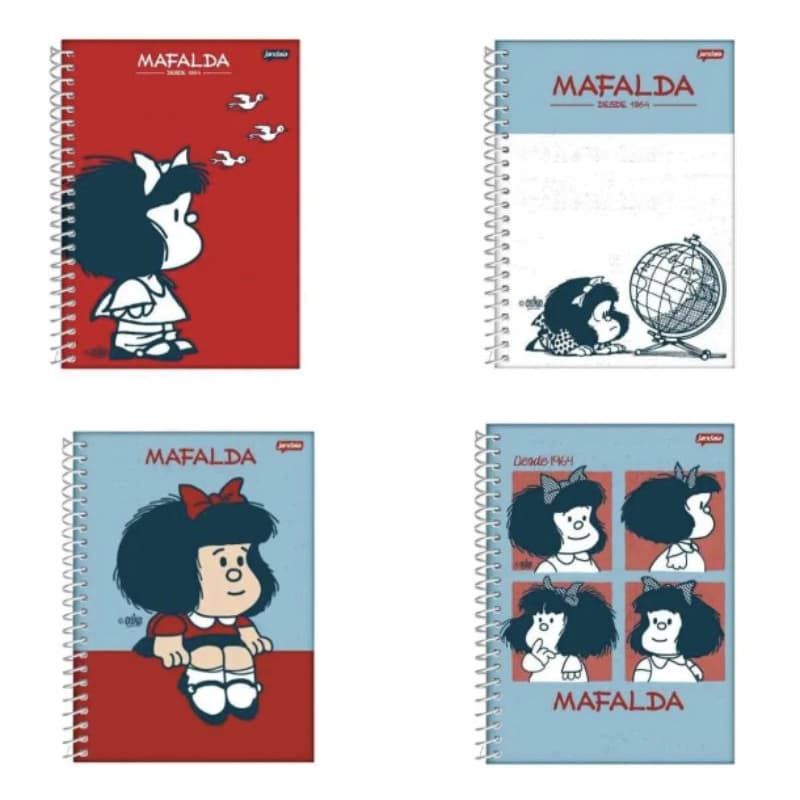 Caderno MÉDIO 175x242mm Capa Dura 1 Matéria 80 Folhas Mafalda 77026-25 Jandaia