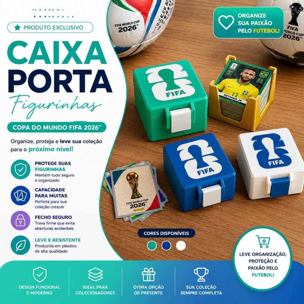 Caixa Porta Figurinhas Copa 2026 3D