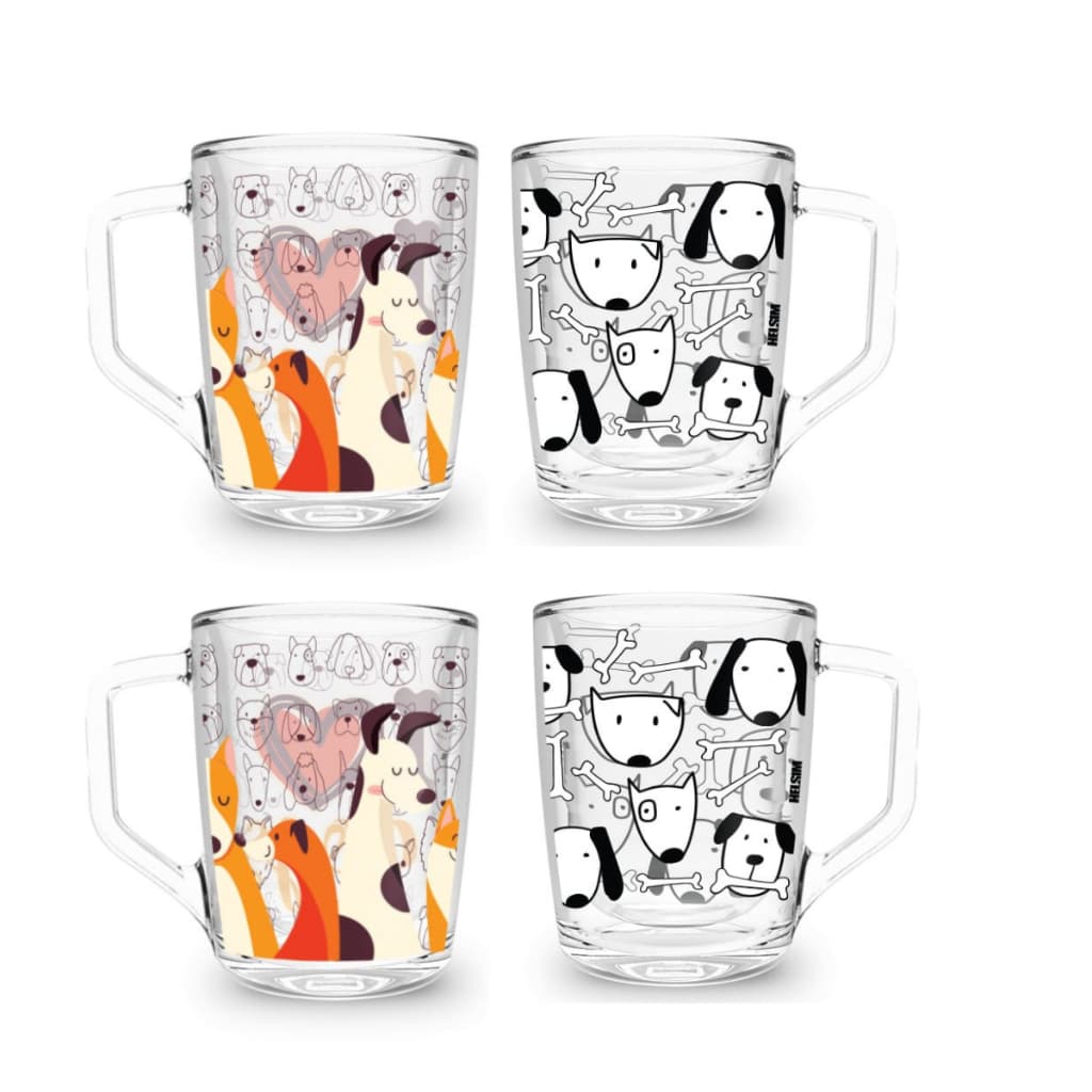 Conjunto 4 Xícaras de Cachorros/Cachorrinhos de 60ml resistente
