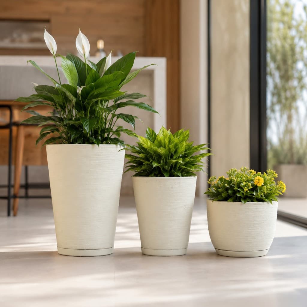 Kit 3 Vasos Polietileno Para Plantas Colunas Redonda