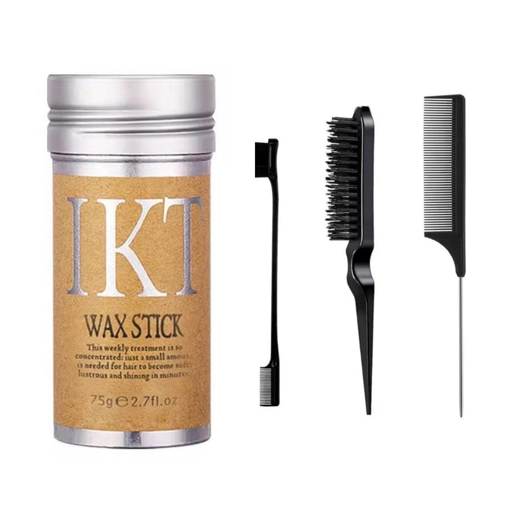 Pomada Cera Ikt Modeladora Bastão 75g Wax Stick Anti Frizz + kit 3 Escovas