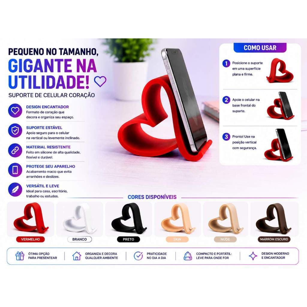 Suporte de Celular Coração 3D