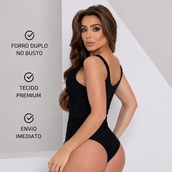 Body Feminino Alça Decote Costa Nua Suplex Premium Forro Duplo -Envio Imediato