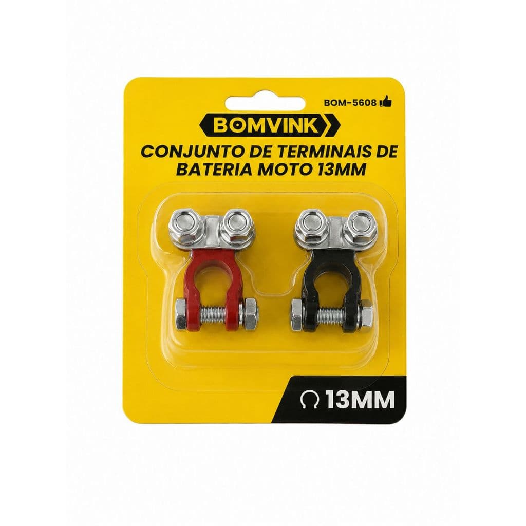 Par de Terminais para Bateria Moto 13mm Reforçado Universal