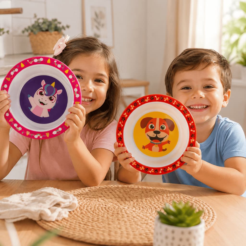 Prato Tigela Infantil Unicórnio Dog - Prática e Segura para Alimentação com Design Divertido e Livre de BPA