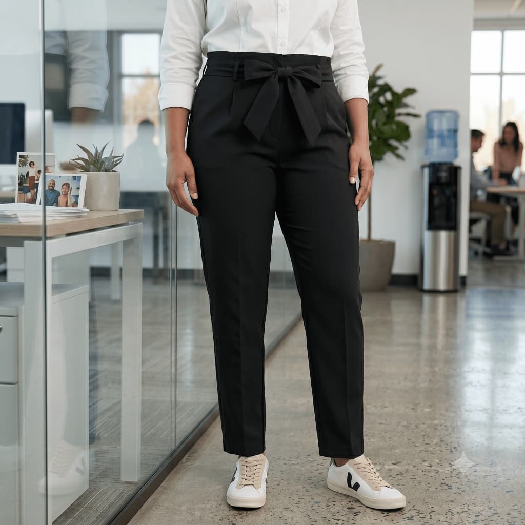 Calça Feminina Social Alfaiataria Cintura Alta Com Cinto Faixa Elegante Confortável Casual