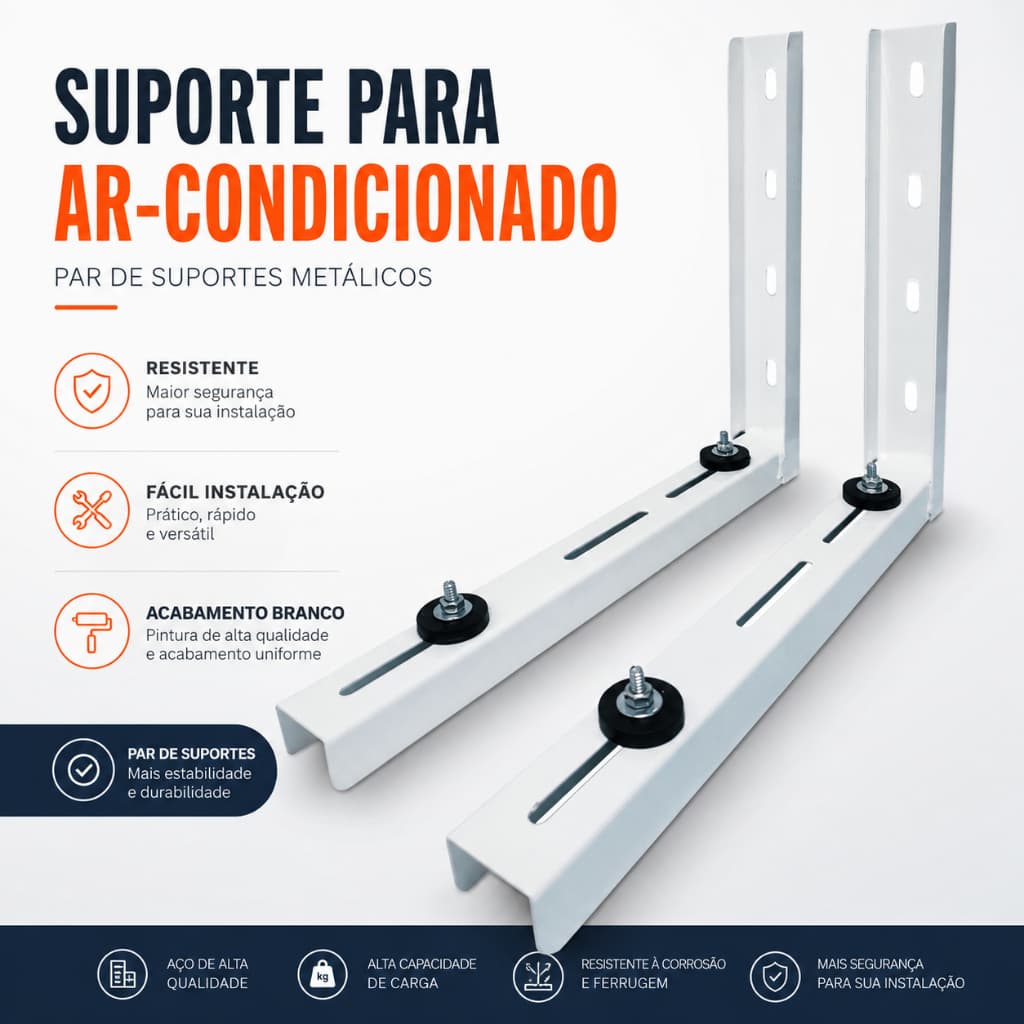 Suporte Para Ar Condicionado Split Reforçado 40 a 60cm Até 80kg Condensadora Universal Aço 1,2mm