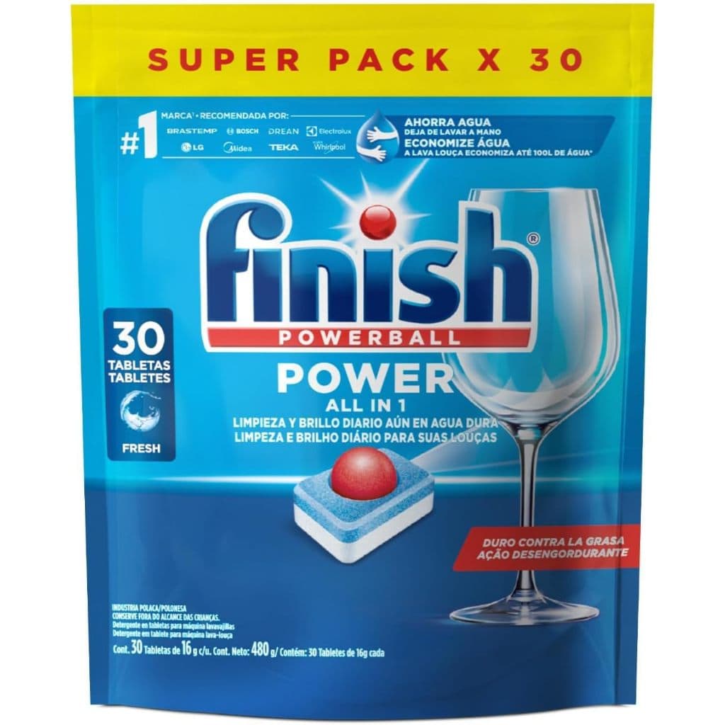 Sabão para Lava-Louças Finish Powerball All in 1 - Pack 30 Tabletes