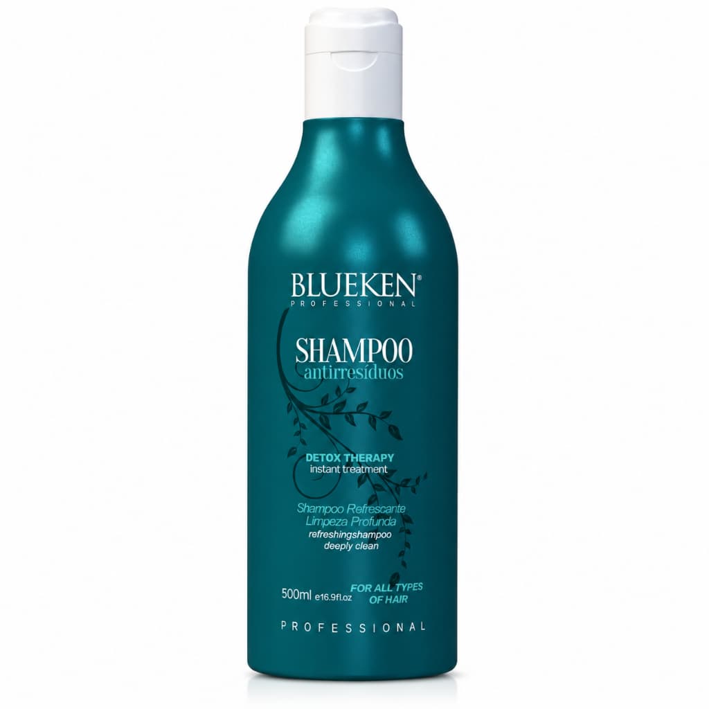 Shampoo Antirresíduos Detox Blueken 500ml Limpeza Profunda Pré Progressiva com Mentol ORIGINAL