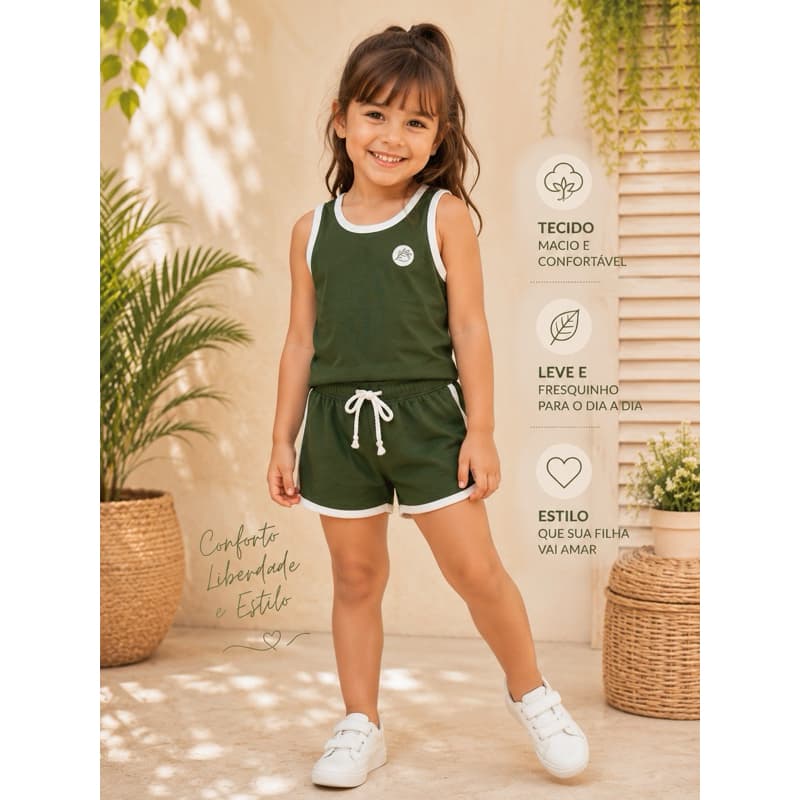 Conjunto Infantil Feminino Regata + Shorts | Leve, Confortável e Estiloso