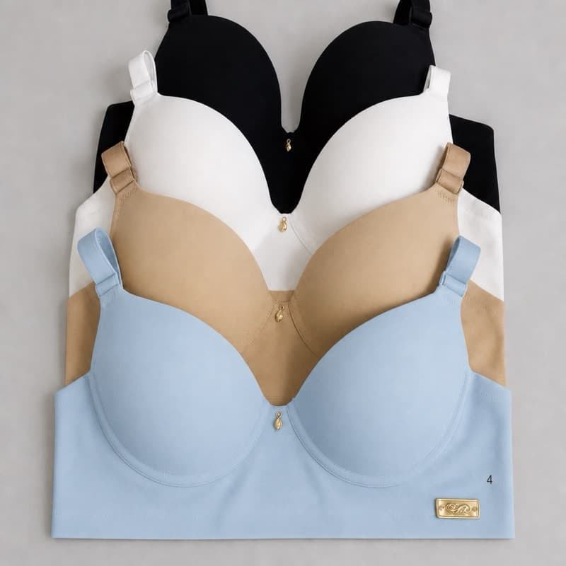 Kits C/4 Sutiã Básico Liso Reforçado Com Bojo