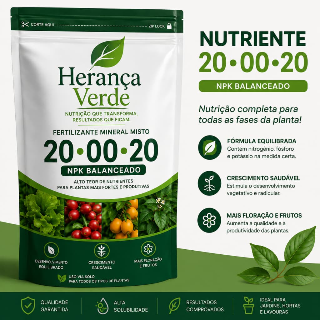 NPK 20-00-20 – Fertilizante para Frutíferas, Hortaliças e Cultivos em Geral