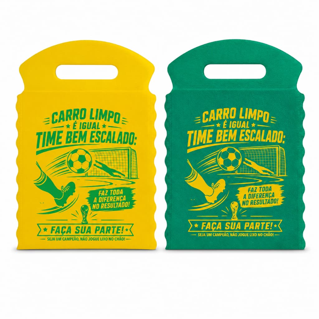 100 Lixo Car Lixeira Para Carro Sacolinha Porta Lixo em TNT Arte Pronta Brasil Copa Cores Sortidas