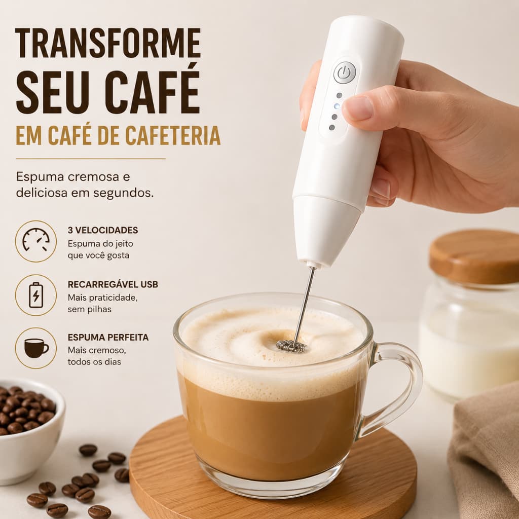 Batedor Misturador Mixer Elétrico para Bebidas Leite Café Clara de Ovo 2 em 1 Espumador De Leite Café Cappuccino Premium