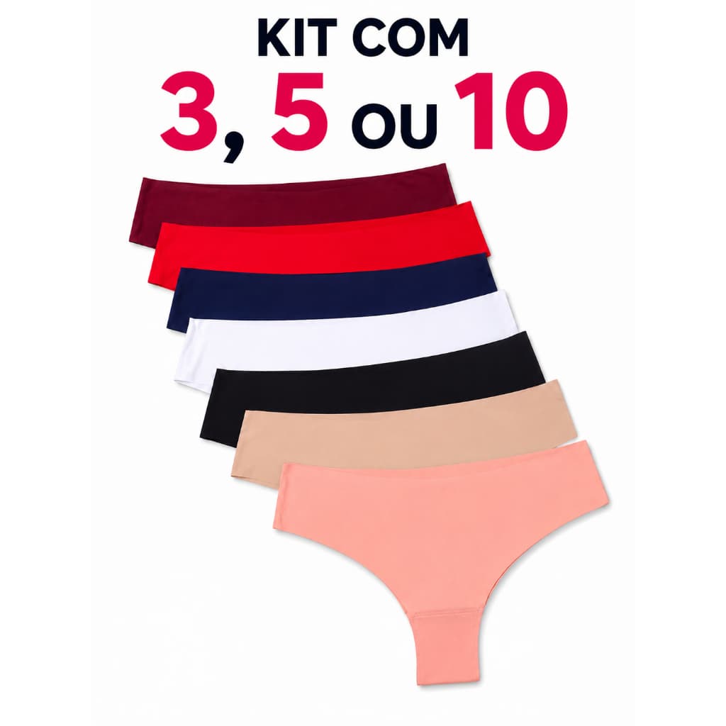 Kit 3, 5 ou 10 Calcinhas Sem costura Tanga corte a Laser Não Marca na Roupa Confortável