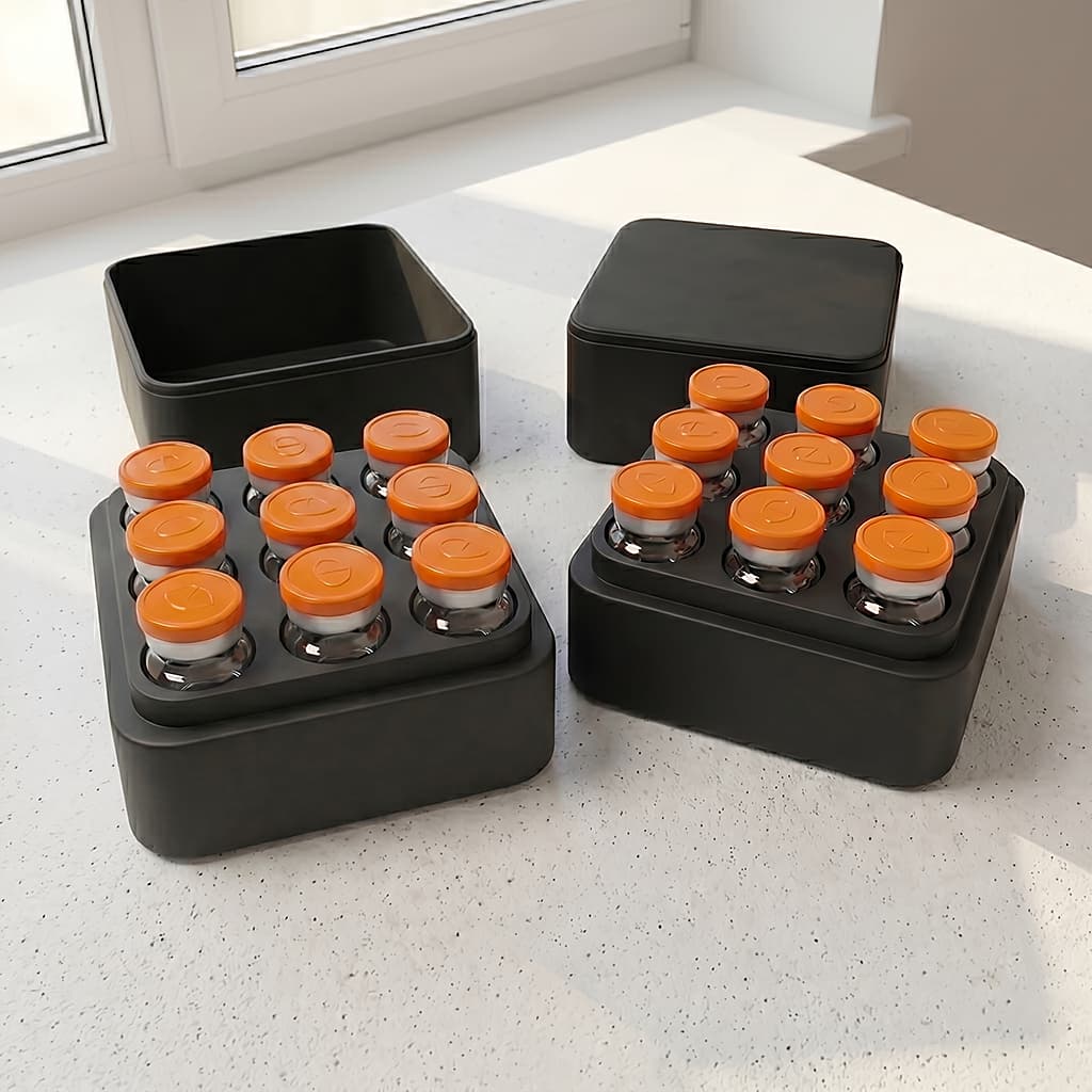 Porta Ampola Com Tampa 9 Slots Estojo Organizador Ampolas Porta Insulina E Termica 3 A 5ml