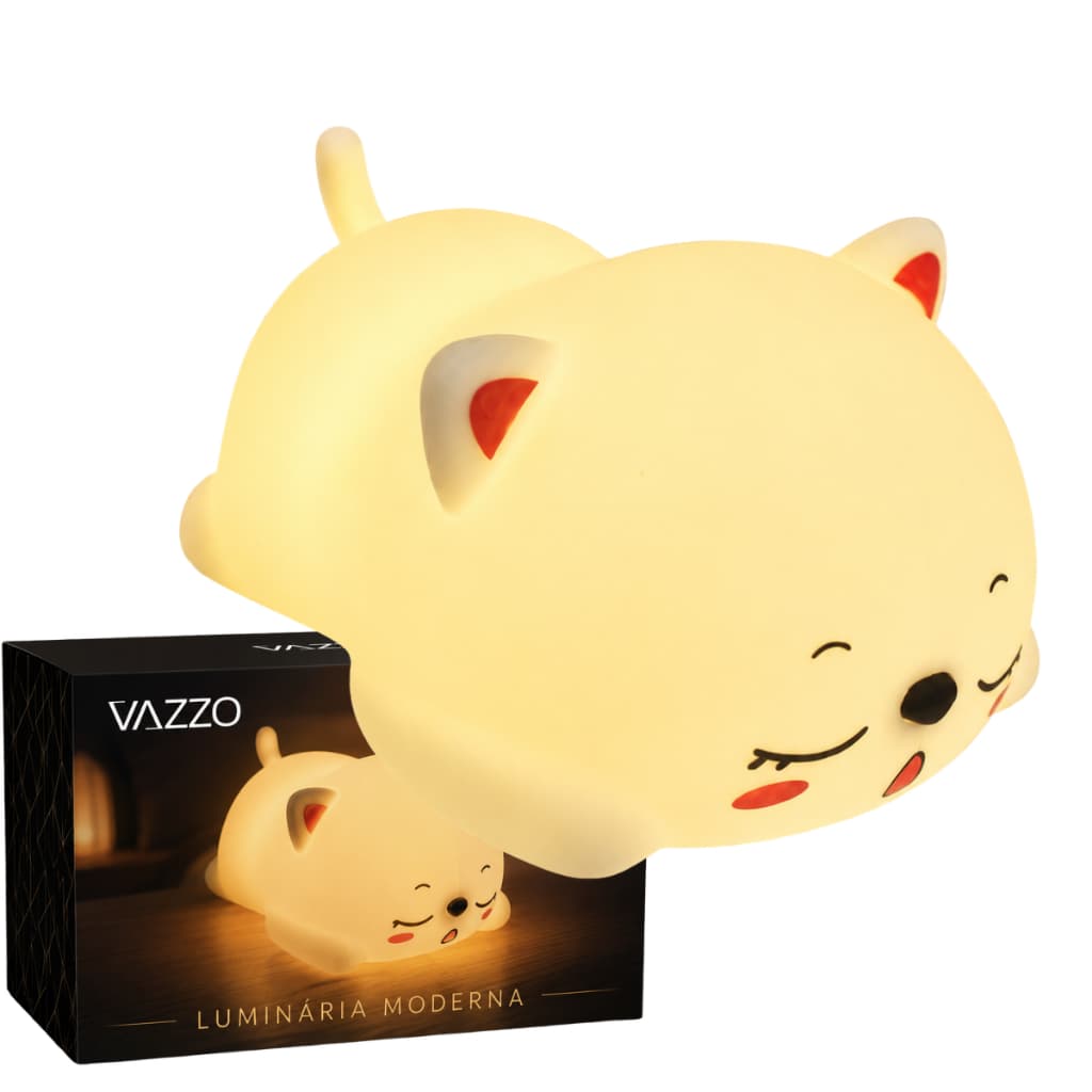 Liminaria Moderna Gatinho Flexivel Silicone 5V RGB Sala Quarto Bivolt Vazzo
