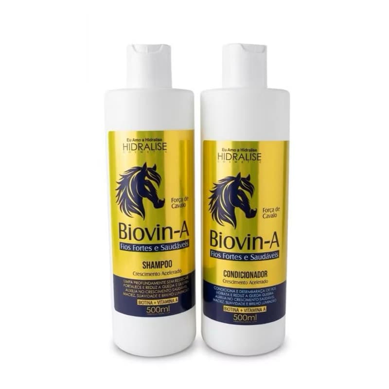 Shampoo E Condicionador Biovin-A Força De Cavalo 500ml Kit Cresce Cabelo E Fortalecimento Da Raiz Às Pontas