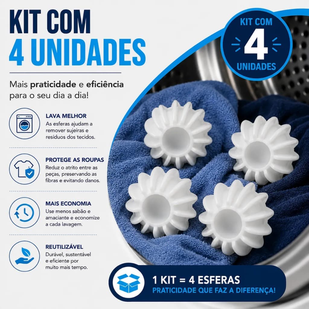 Kit Esfera Removedora De Pelos E Fiapos Para Máquina De Lavar Roupas