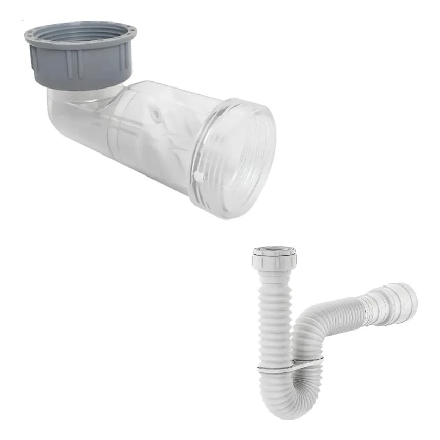Sifão Automático Universal Antiodor Compacto + Sifão Flexível Censi 72cm Para Pia e Tanque