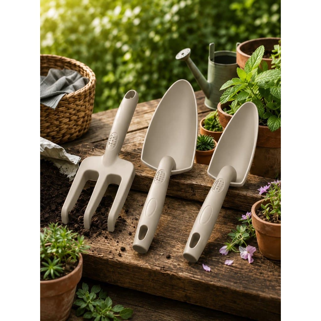 Kit Jardinagem 3 Peças Completo Pá Garfo Transplantador para Vasos Horta e Jardim
