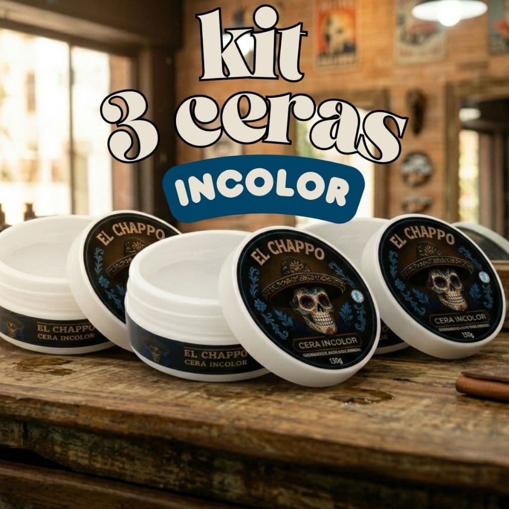 Kit 3 Cera Pomada Modeladora Para Cabelo Incolor 130g El Chappo Fixação Extra Forte Transparente Pomada Barba