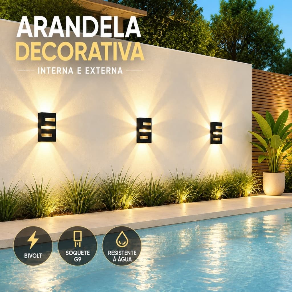 Arandela Decorativa Parede Interna Externa G9 Bivolt Resistente Água Chuva
