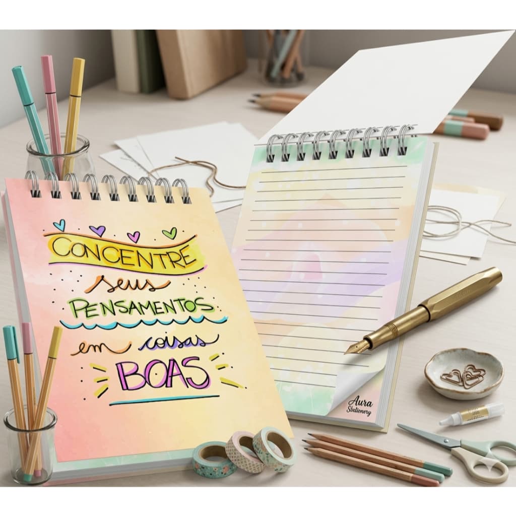 Bloco de Notas Capa Dura A6 200 Páginas | Frases Motivacionais para Estudos e Trabalho