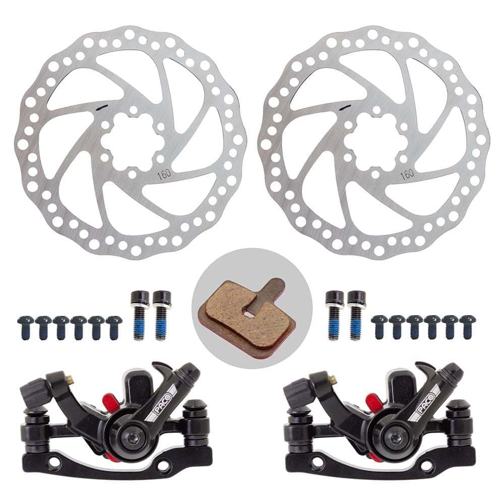 Kit Freio Disco Mecânico Dianteiro Traseiro Completo Pinça e Disco Paco Bicicletas aro 20 24 26 29