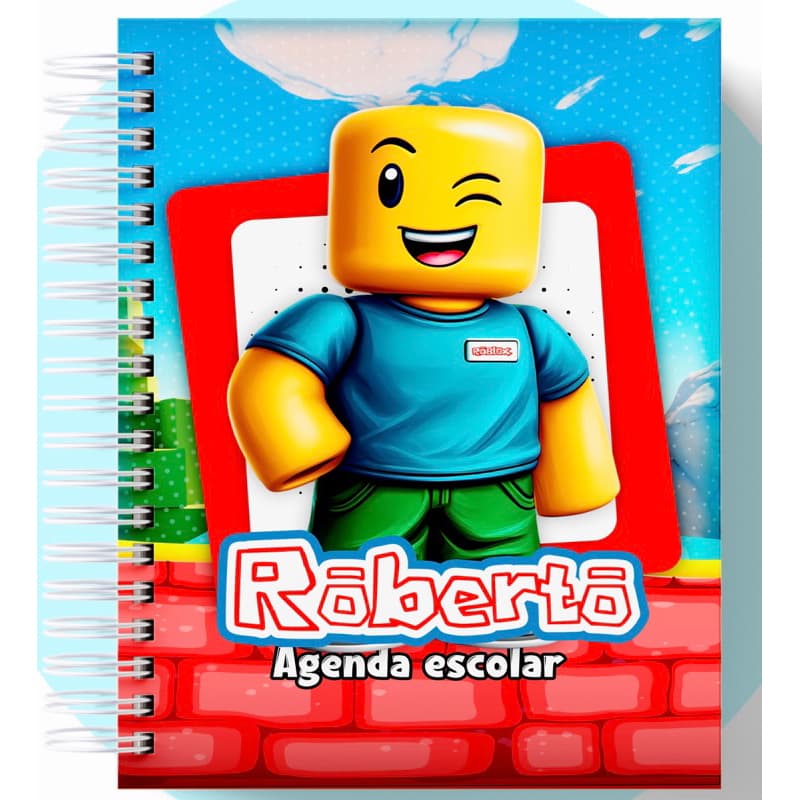 Caderno e ou  Agenda Personalizado Roblox Com Nome Capa Dura Menino