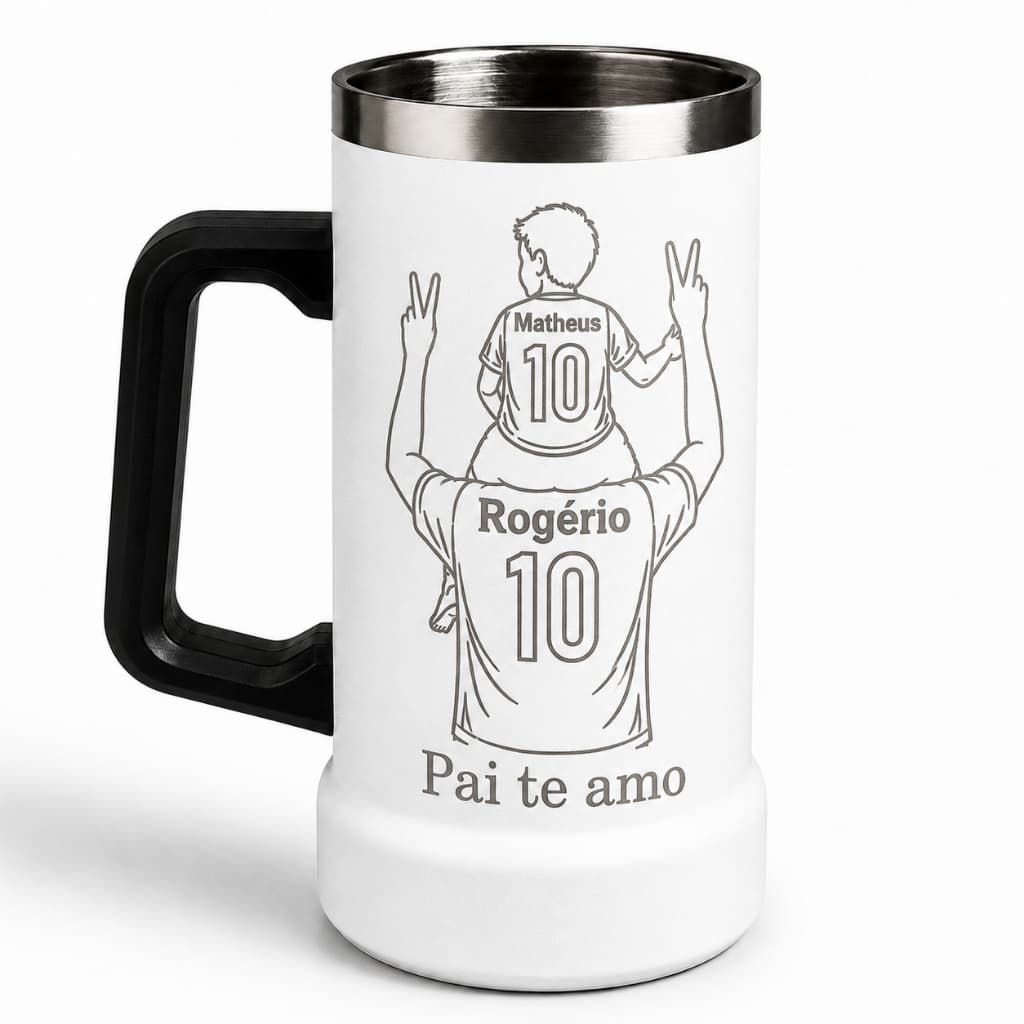 Caneca Térmica Inox 720ml Personalizada Pai e Filho | Presente Dia dos Pais