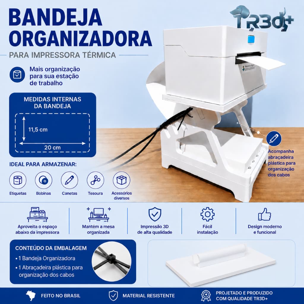 Bandeja Suporte Organizadora para Impressora Térmica