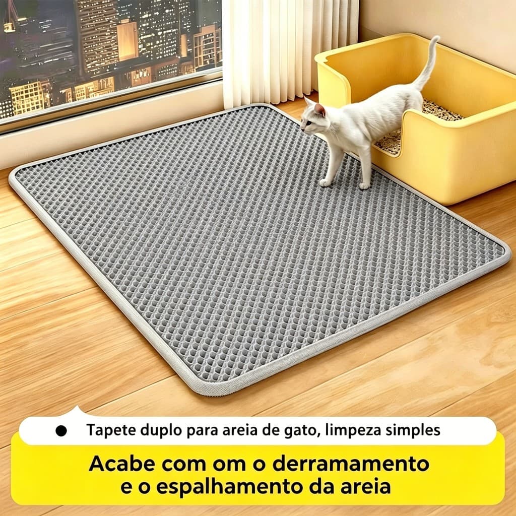 Tapete Duplo Coletor de Areia Gato, Filtro Duplo Lavável, Anti Espalhamento Areia, Vários Tamanhos