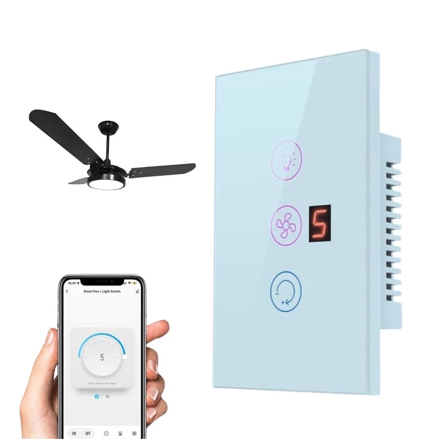 Interruptor Touch Avatto SYS-FL01 Para Ventilador E Luz Com Display Alexa Google