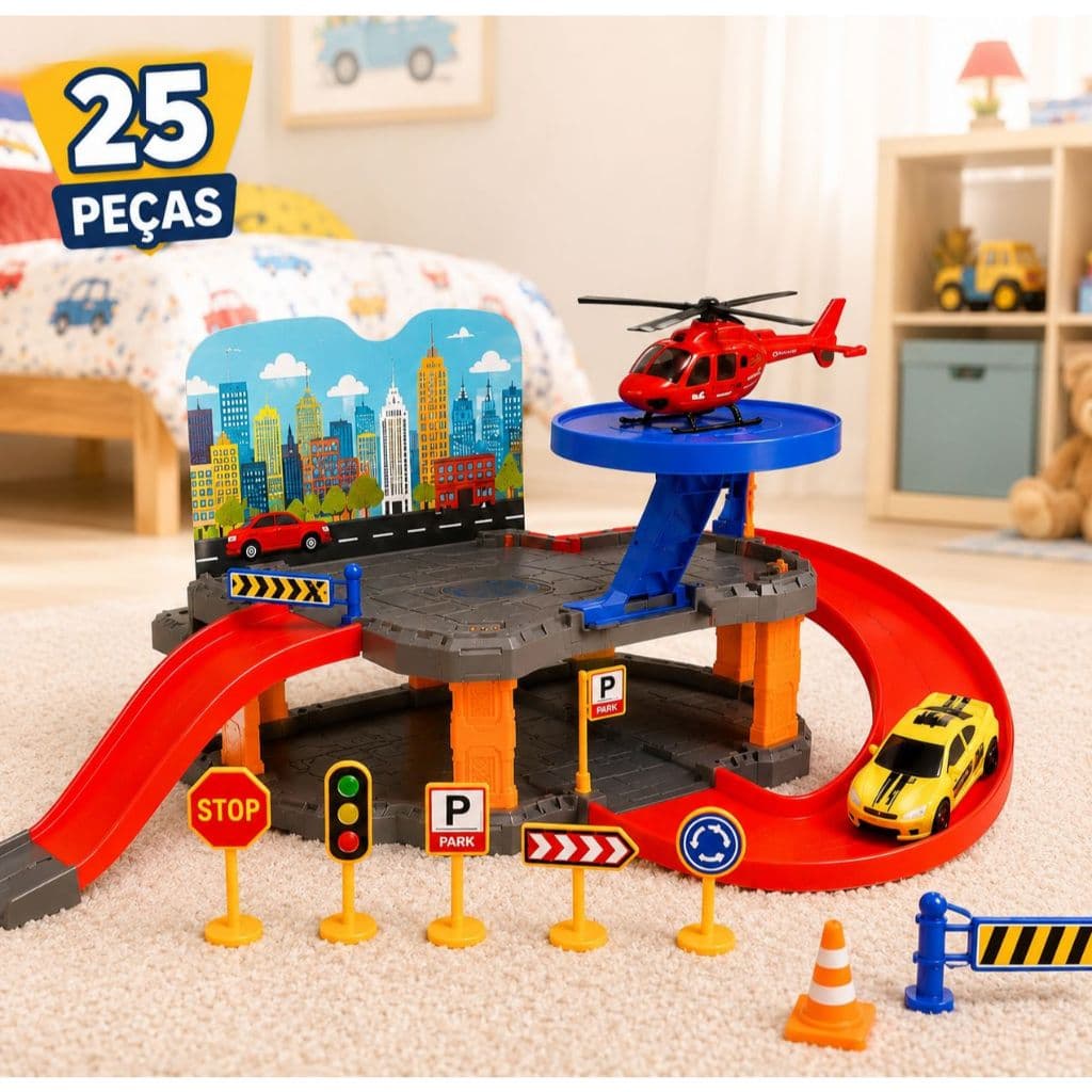 Pista Carrinho Brinquedo Infantil Menino Criança Garagem Montar Carro Criativo Educativo Diversão