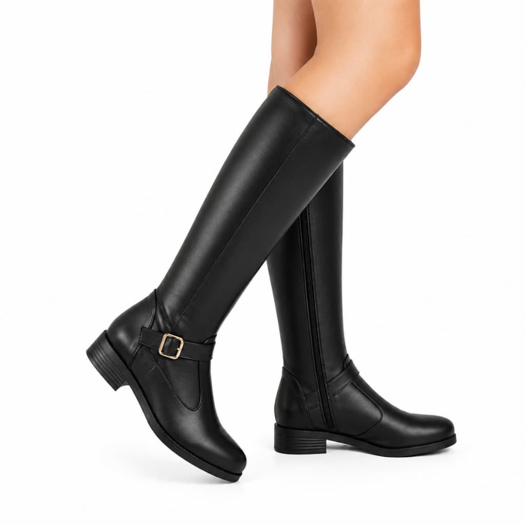 Bota Feminina Cano Longo Salto Baixo Montaria
