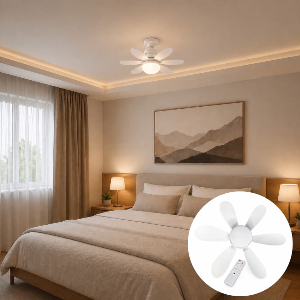 Ventilador com Iluminação LED E27 Bivolt 120W 3 Velocidades Luz Ajustável Branco