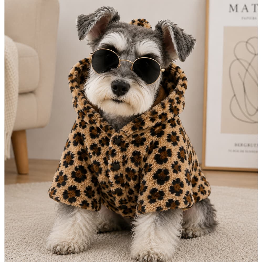 Fantasia de Urso Onça para cães e gatos, ideal para o Halloween, Natal e cosplay com capuz para filhotes