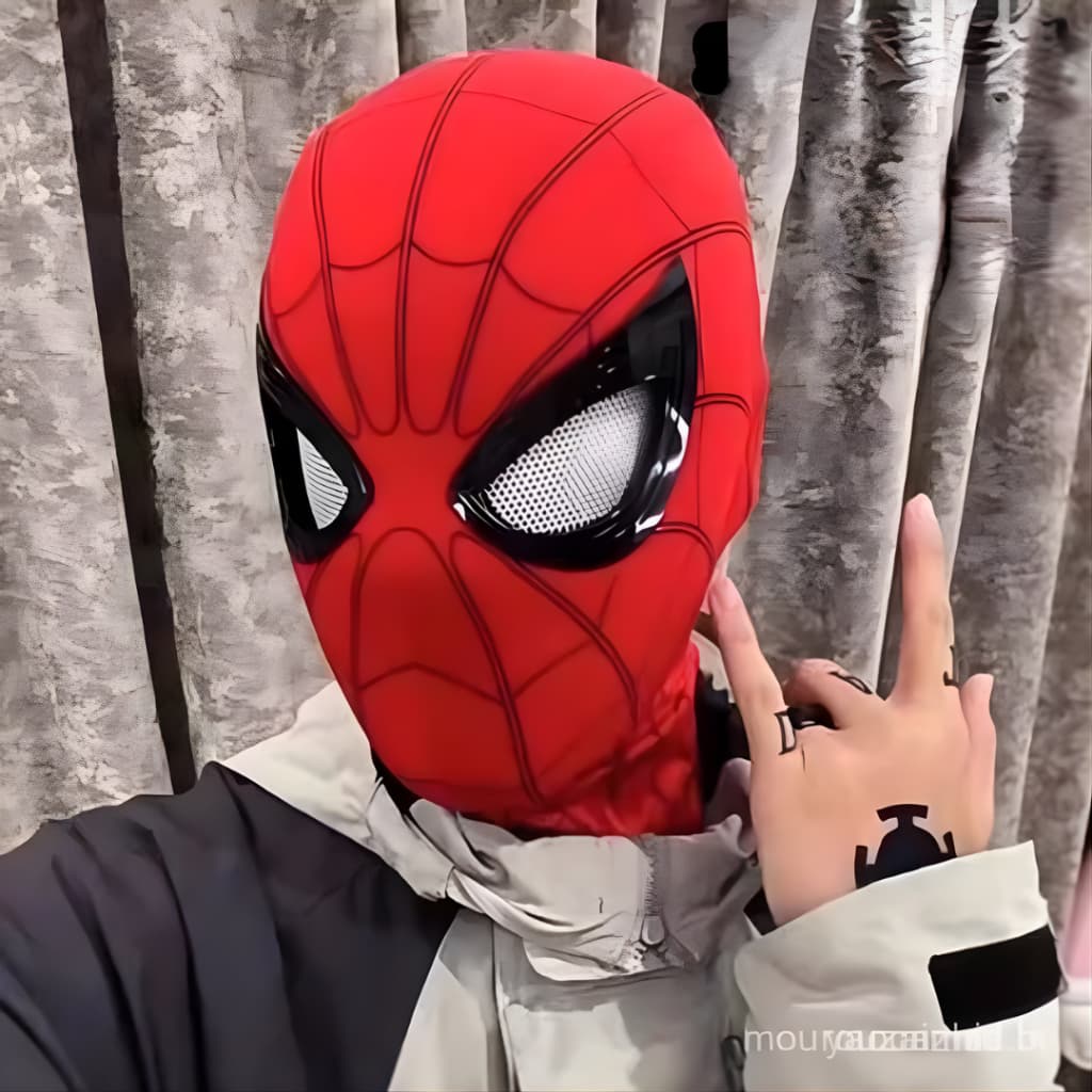 Máscara Homem Aranha Realista Cosplay Adulto Tecido Premium com Olhos 3D para Festa e Halloween