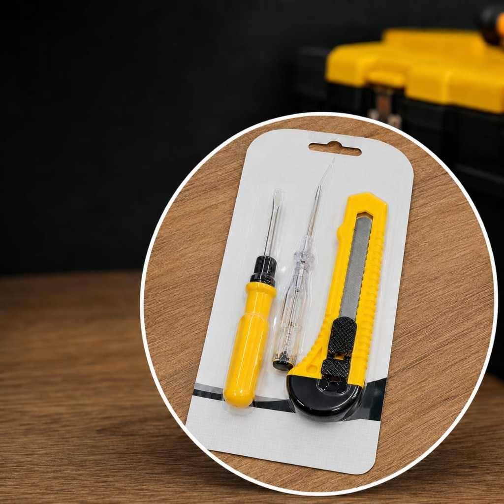 Kit Ferramentas 3 Peças Chave Teste Estilete Chave Philips