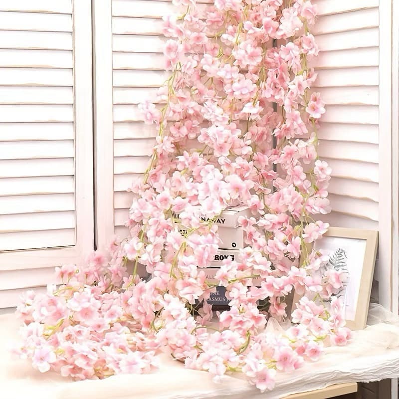Corrente de Flor de Cerejeira Artificial 180cm com Toque Realista e Detalhes Elegantes