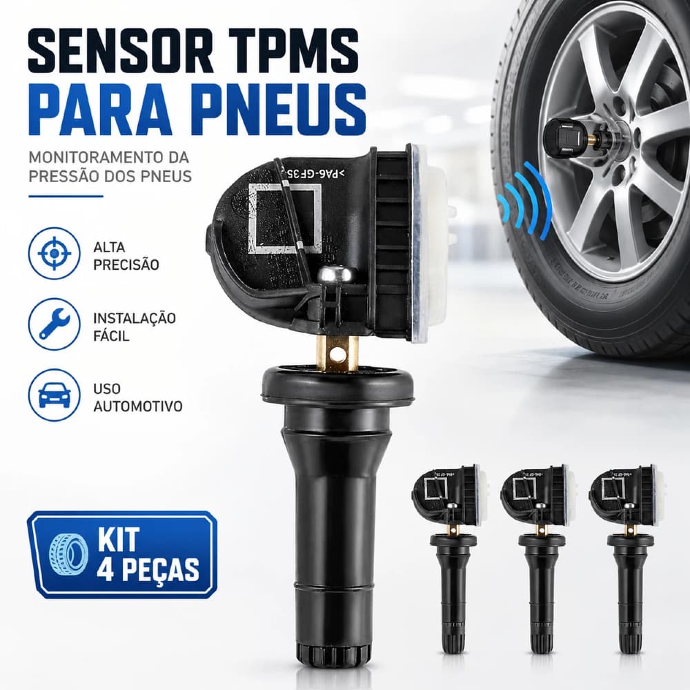 Kit 4 Sensor TPMS Pressão Pneu GM Onix Cruze S10 Cobalt Spin Prisma Trailblazer