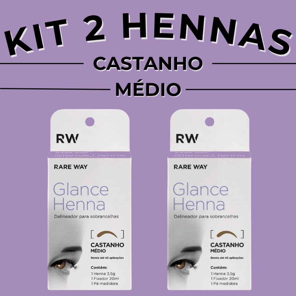 Kit Henna Glance Profissional 2 Unidades – Castanho Médio | Longa Duração