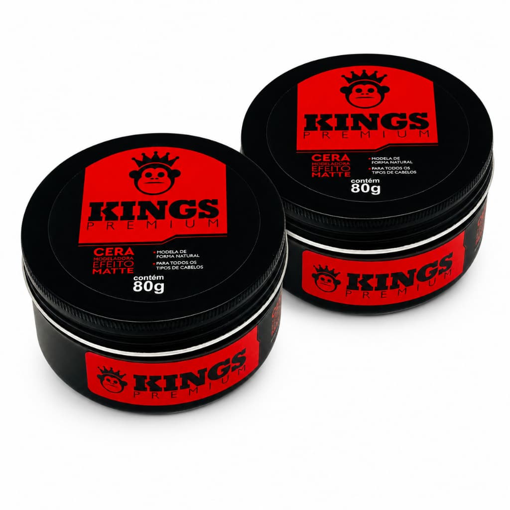 Kit c/2 Pomada Cera Modeladora Matte Premium 80g Kings - Lata Alumínio Super Luxo Efeito Seco