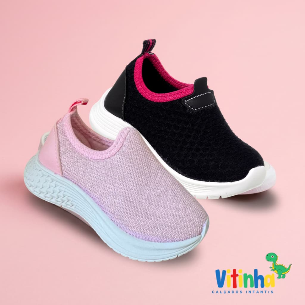 Sapatinho Tenis Infantil Meia Menina Calce Fácil Volta as Aulas Princesa Varias Cores