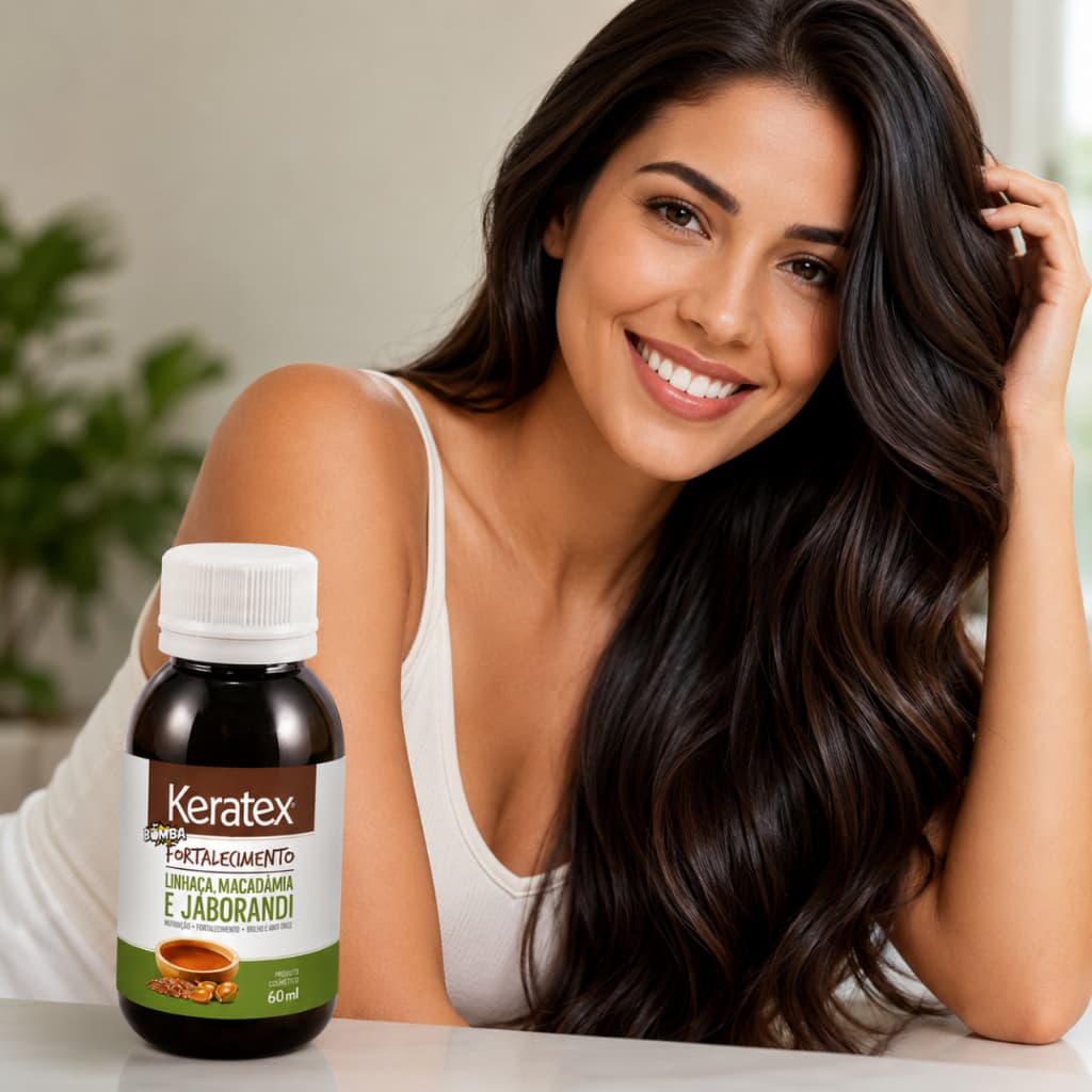 Óleo Capilar Keratex Jaborandi Bomba Fortalecimento 60ml Crescimento Saudável Antifrizz